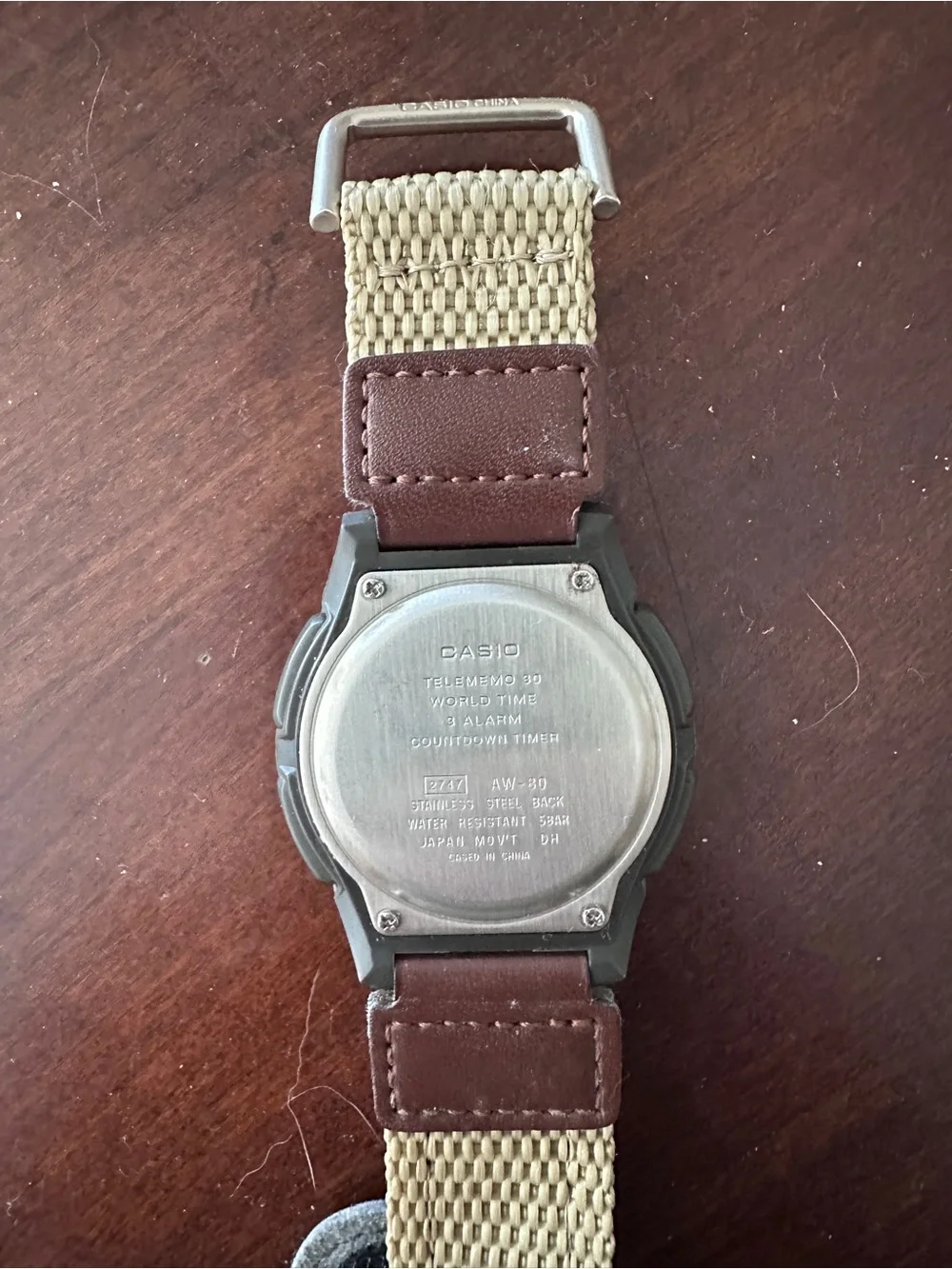 Casio Telememo with Beige/ Brown Nylon Forester Strap